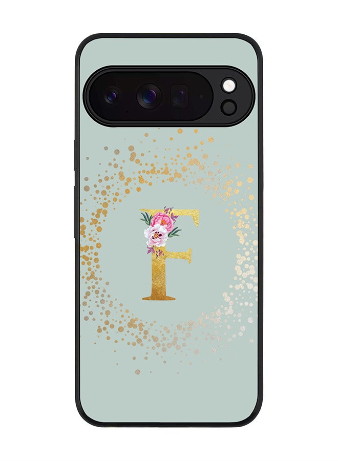 For Google Pixel 10 Pro XL Case,Slim fit Camera Protection, Shockproof Thin Phone cover  - Custom Monogram Floral - F  (Light Grey )